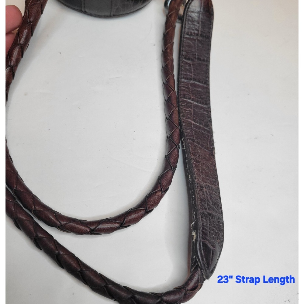 VTG Brighton Classic Brown Black Moc Crocodile Leather Shoulder Bag Crossbody - Picture 14 of 16